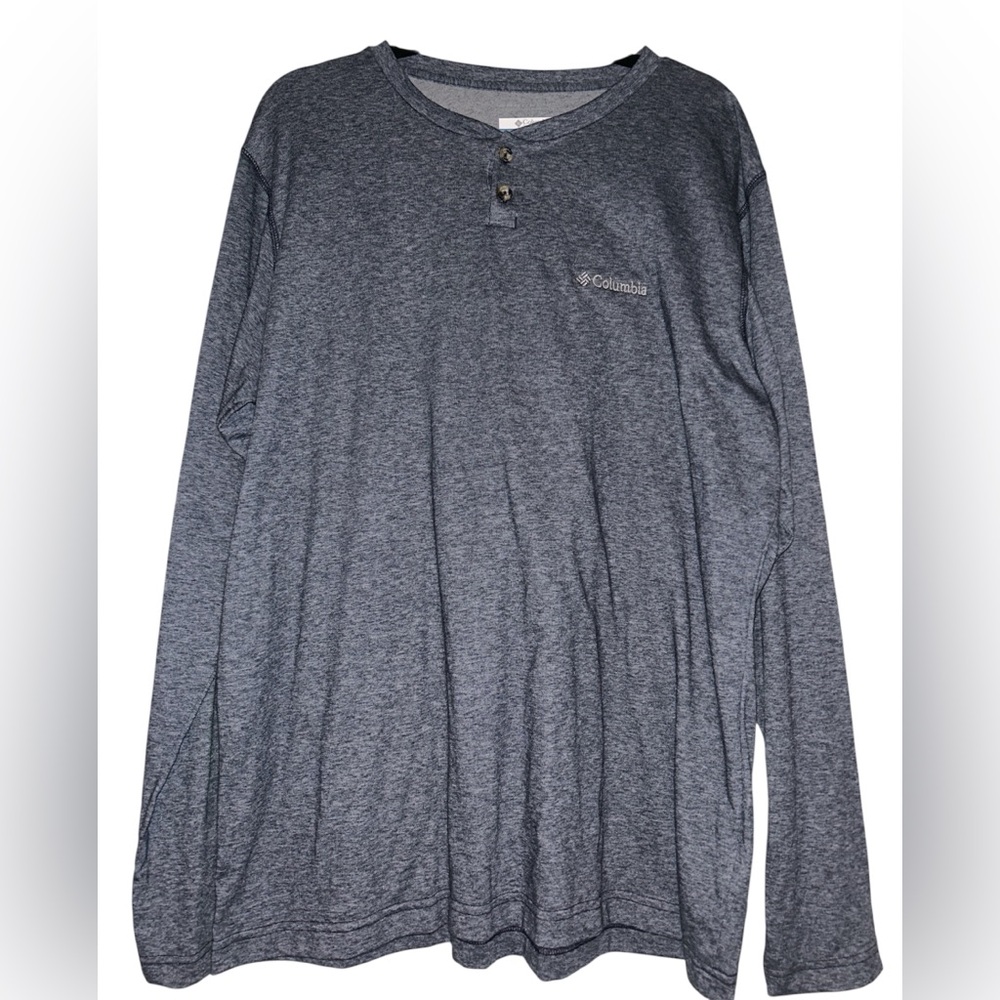 Columbia Men's Charcoal Blue/Grey Henley Long Sleeve | large